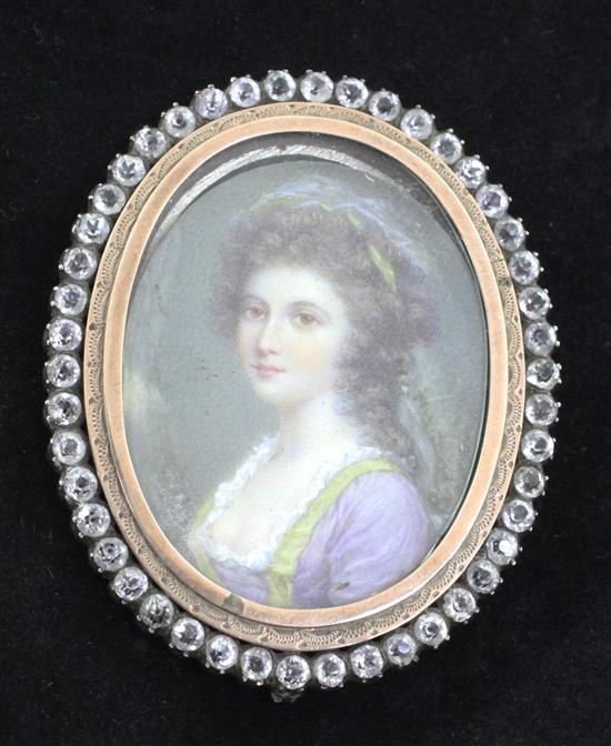 After John Smart Miniature of the Countess of Coventry, 1.75 x 1.25in.